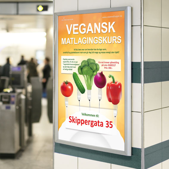plakat gastronomiczny usytuowany w metrze